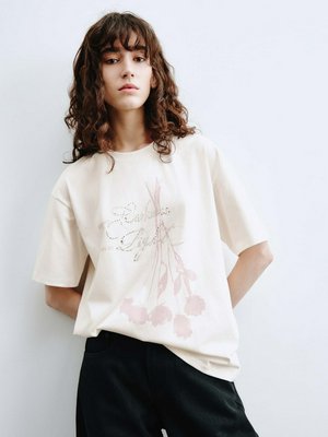 Футболка SELA Young с принтом и стразами, бежевый, арт. syt123