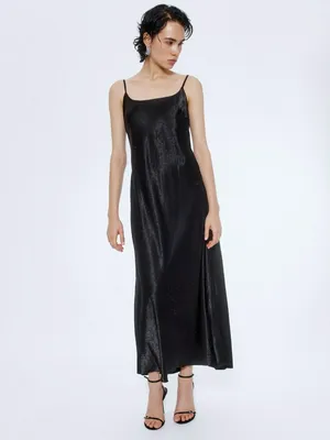 Сатиновое платье миди со стразами, арт. 15868