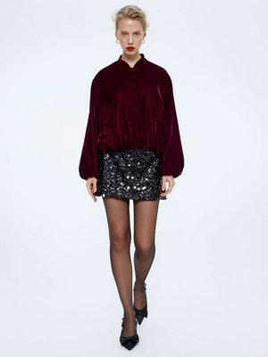 Мини юбка-шорты с пайетками, черный, серебристый, арт. 7890