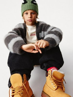 Пушистый кардиган оверсайз, серый, темно-серый, арт. нет