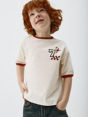 Футболка с принтом детская, бежевый, красный, арт. fb001kid