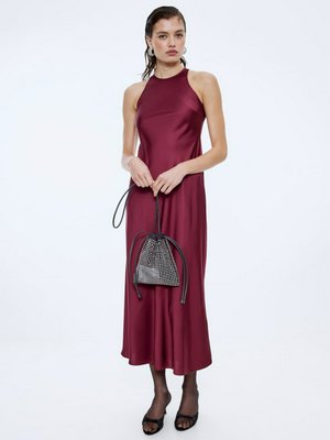 Платье миди из вискозного сатина, бордовый, арт. 15894