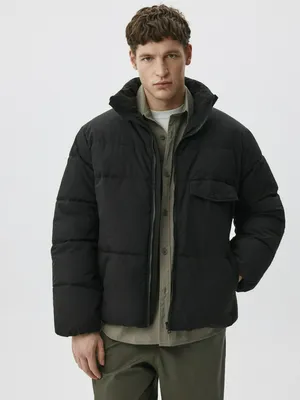 Стеганая утепленная куртка оверсайз, черный, арт. 15916