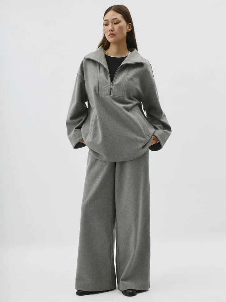 Широкие брюки с содержанием шерсти, серый, арт. 15925