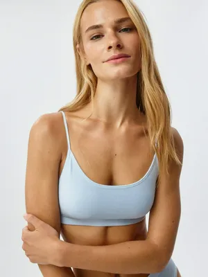 Базовый бесшовный бюстгальтер-топ, голубой, арт. 15932