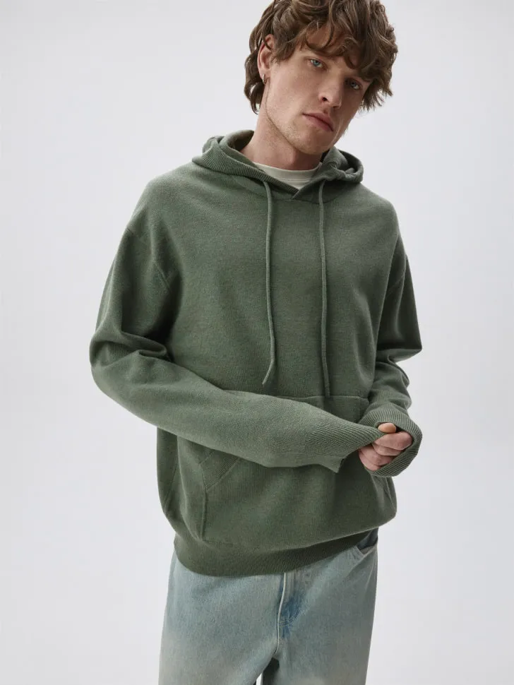 Вязаное худи оверсайз, хаки, арт. 15937