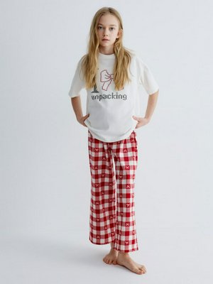 Новогодняя пижама с принтом, красный, белый, арт. grpj001