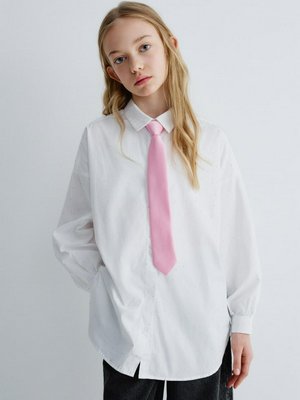 Рубашка оверсайз со стразами, белый, арт. rbsh007