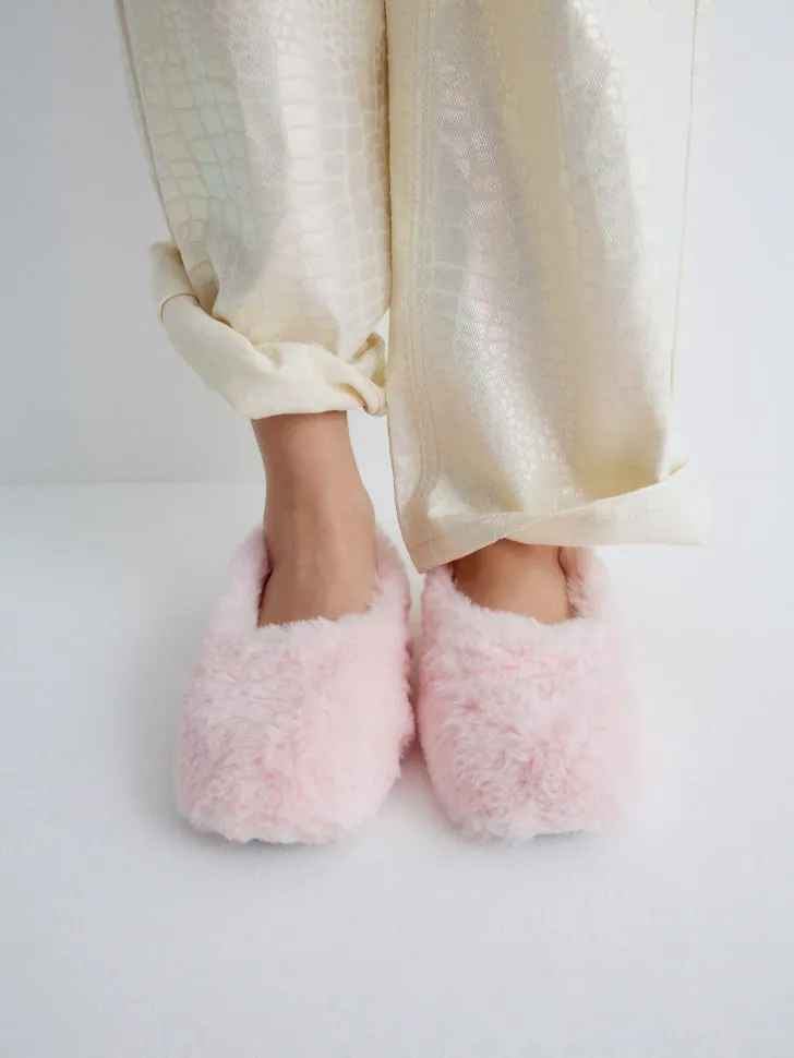 Домашние меховые тапочки для девочек, розовый, арт. 15947