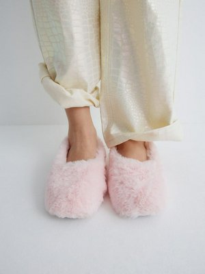 Домашние меховые тапочки для девочек, розовый, арт. t001