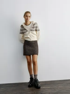 Вязаная мини юбка с содержанием шерсти, арт. 15948