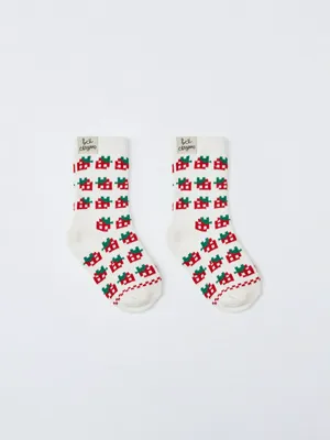 Вязаные носки с узором для девочек, разноцветный, арт. 15950