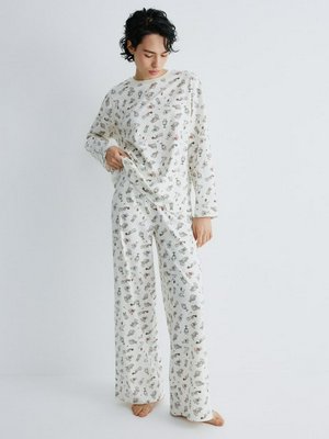 Трикотажная пижама с принтом, белый, черный, арт. art0000