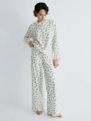 Трикотажная пижама с принтом, белый, черный, арт. art0000