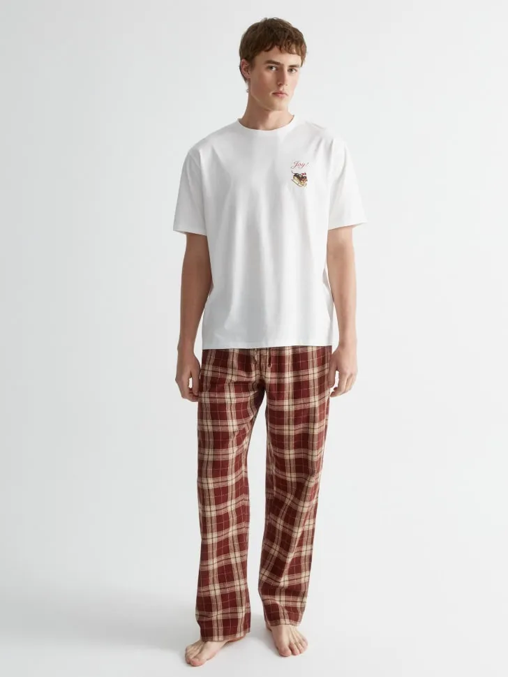 Пижамные брюки из фланели в клетку, разноцветный, арт. 15954