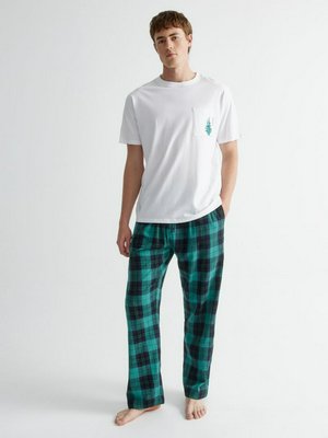 Пижамные брюки из фланели в клетку, зеленый, черный, арт. 001pzhb