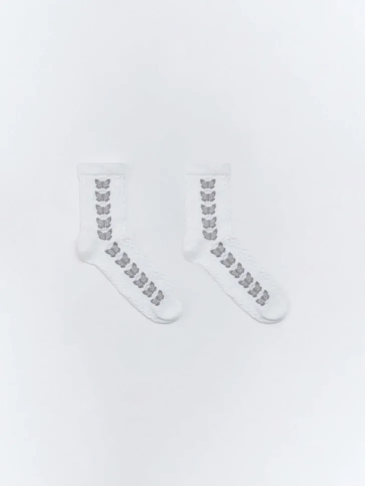 Высокие носки для девочек, белый, арт. 15959