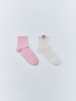 Набор из 2 пар носков для девочек, розовый, белый, арт. art-gs-002