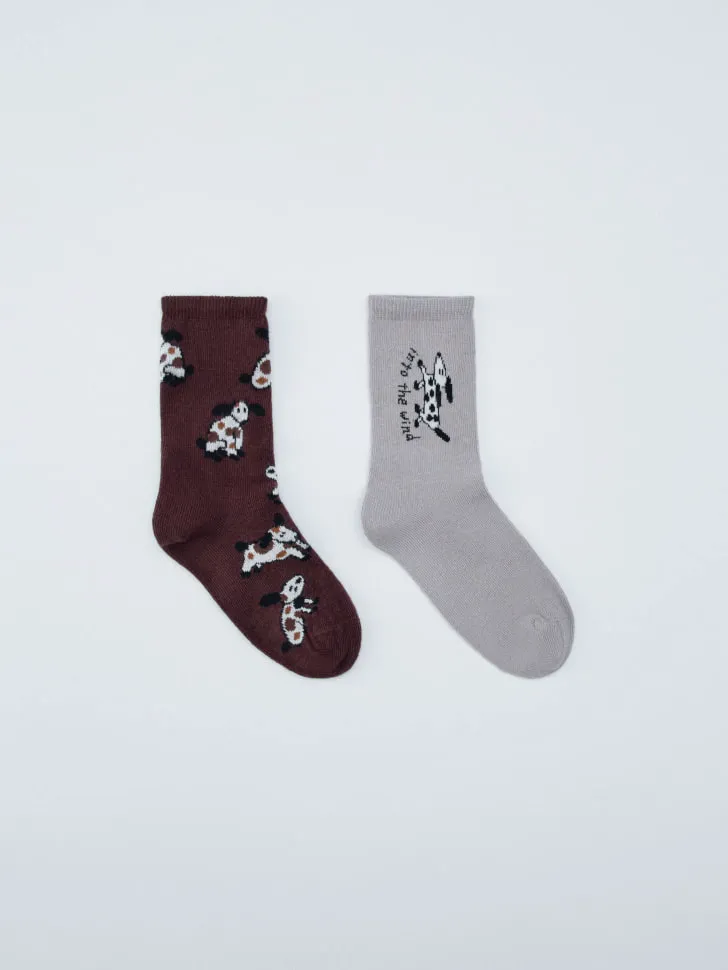 Набор из 2 пар носков с принтом, разноцветный, арт. 15964