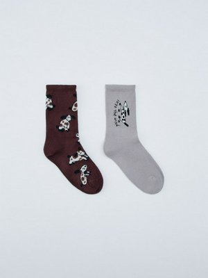 Набор из 2 пар носков с принтом, коричневый, серый, арт. artk9001