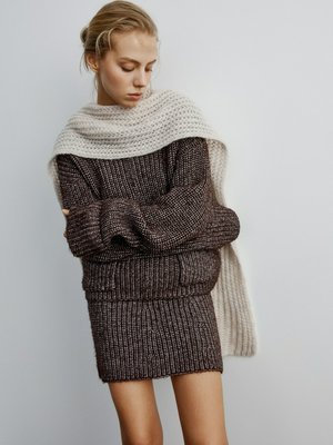 Вязаный джемпер с содержанием шерсти, коричневый меланж, арт. sw001