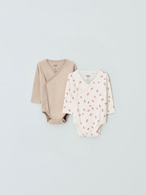 Трикотажное боди для малышей, бежевый, молочный с цветочным принтом, арт. нет