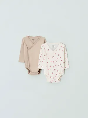 Трикотажное боди для малышей, бежевый, молочный с цветочным принтом, арт. нет