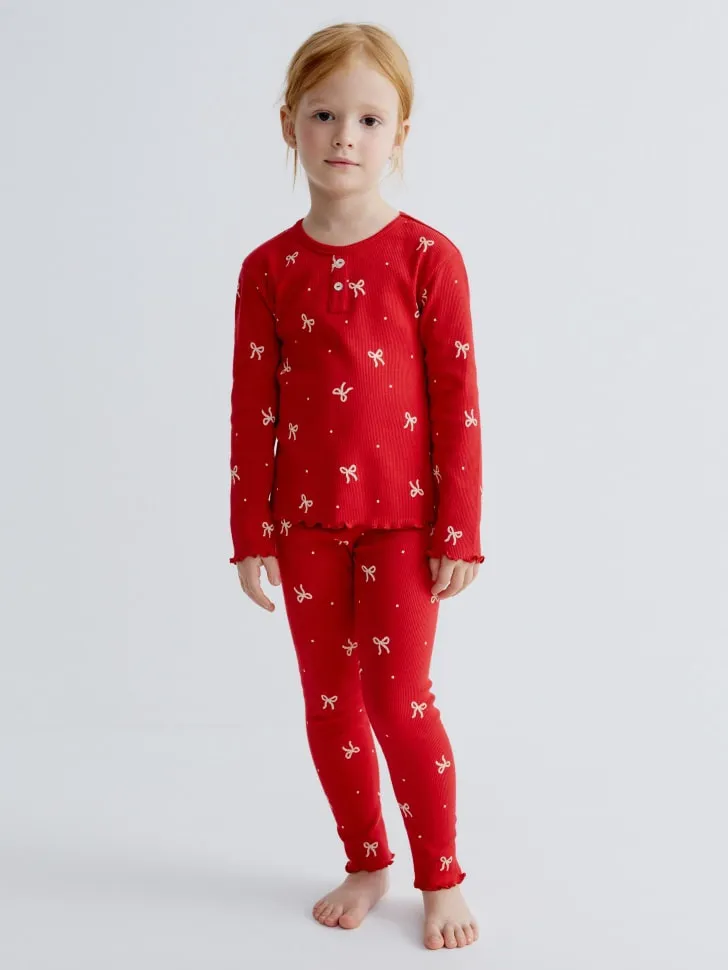 Пижама с принтом для девочек, красный, арт. 16049
