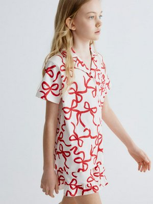 Пижама с принтом, белый, красный, арт. art-pjm-001