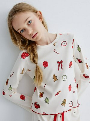 Новогодняя пижама с принтом, молочный, арт. pjg2023