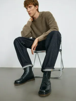 Кожаные ботинки на шнуровке, арт. 1608