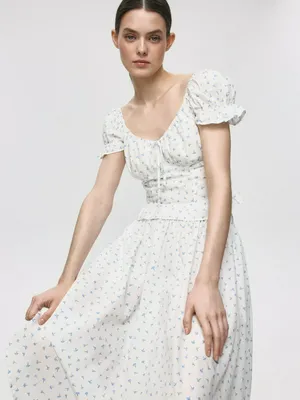 Хлопковый топ с цветочным принтом, арт. 1644