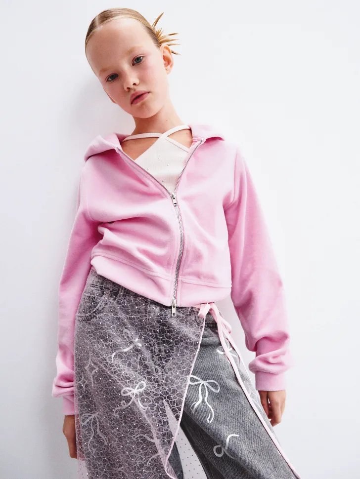 Велюровая толстовка, розовый, арт. 16632