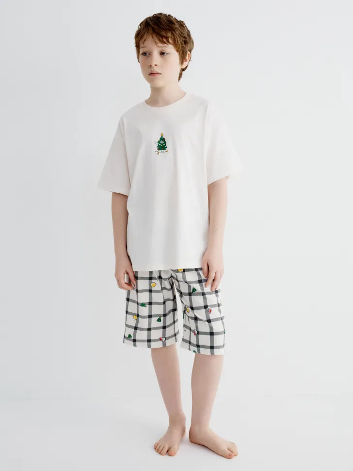 Пижама с новогодним принтом для мальчиков, разноцветный, арт. 16634