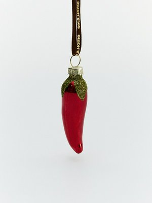 Елочное украшение из стекла, красный, зеленый, арт. 0001