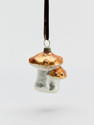 Елочное украшение из стекла, золотисто-коричневый, белый, арт. dec2023