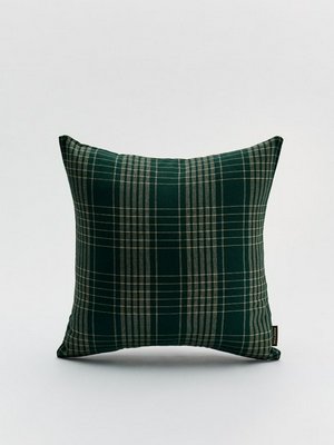 Чехол для декоративной подушки в клетку, темно-зеленый, бежевый, арт. 16706