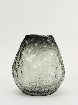 Ваза из стекла с рельефным узором, дымчатый, арт. 0001