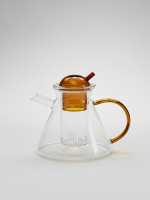 Стеклянный заварочный чайник, прозрачный, янтарный, арт. 001