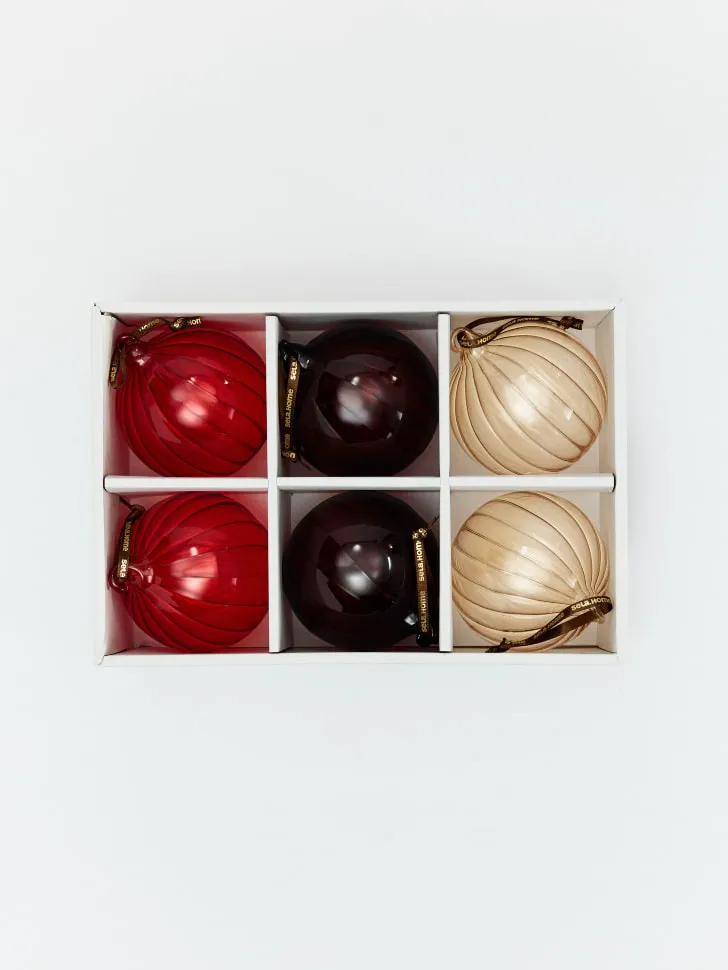 Набор стеклянных елочных украшений, цветной, арт. 16729