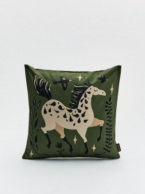 Чехол для декоративной подушки из хлопка с принтом, зеленый, арт. dp001