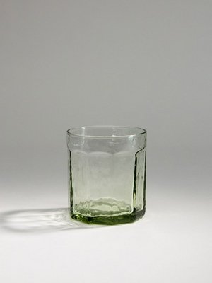 Стакан из стекла с рельефным узором, прозрачный с зеленым оттенком, арт. sg001