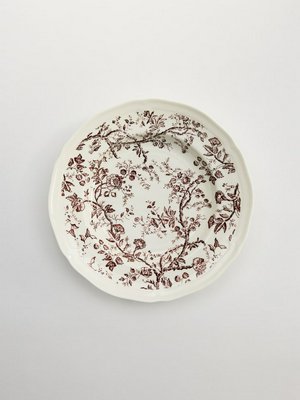 Десертная тарелка из фарфора с цветочным узором, кремовый, коричневый, арт. plt-001