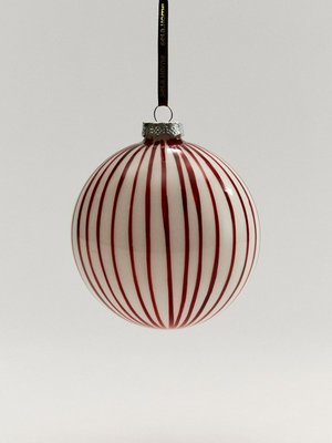 Елочное украшение из стекла, кремовый, красный, арт. sh2024