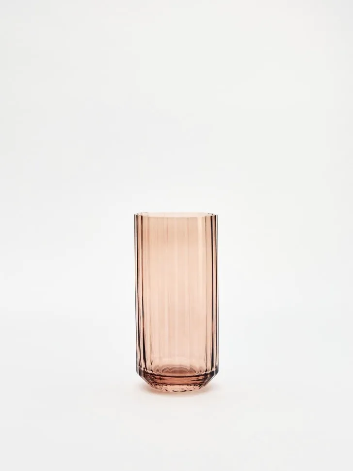 Стакан из стекла с рельефным узором, дымчато-розовый, арт. 16776