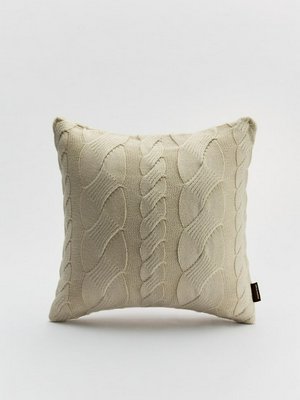 Вязаный чехол для декоративной подушки, бежевый, арт. art-dekor-001