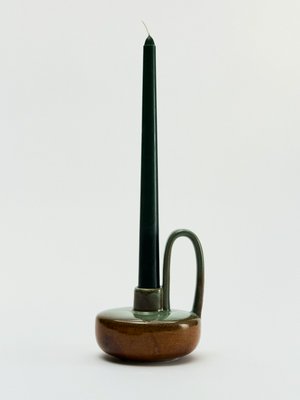 Подсвечник из фарфора, коричневый, зеленый, арт. 0001