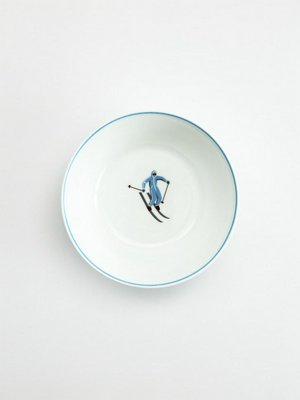 Глубокая тарелка из фарфора, белый, синий, арт. 16808