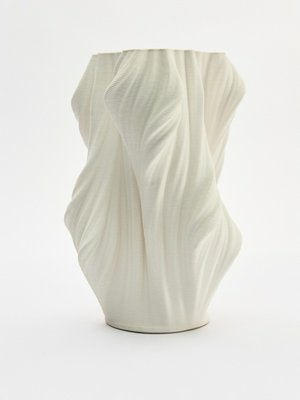 Ваза из керамики с рельефным узором, молочный, арт. art001