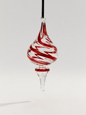 Елочное украшение из стекла, красный, прозрачный, арт. eyo001